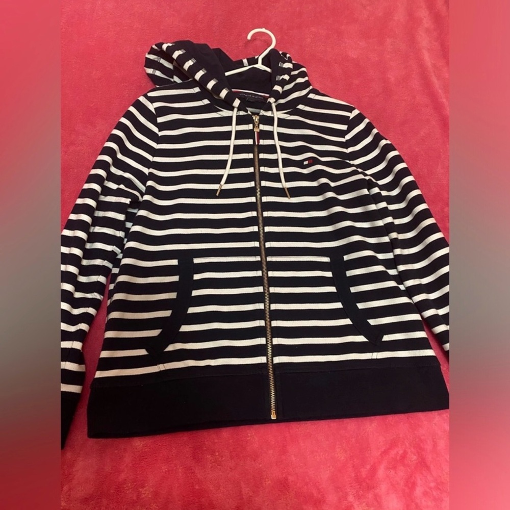 Tommy Hilfiger Navy blue and White Striped Hoodie